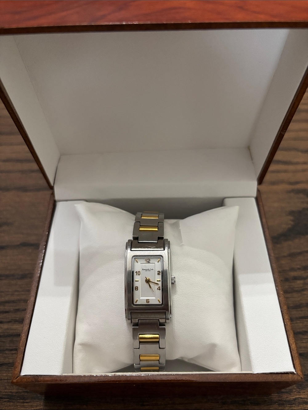 Kenneth Cole Two-Tone Silver and Gold Rectangular Ladies Bracelet Watch
